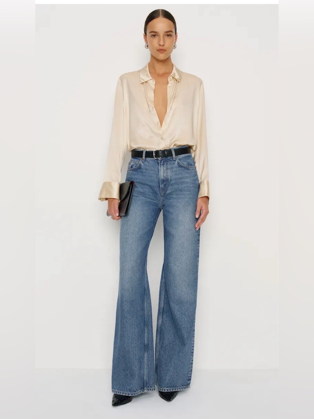 Reformation Blue High-Rise Wide Leg Jeans